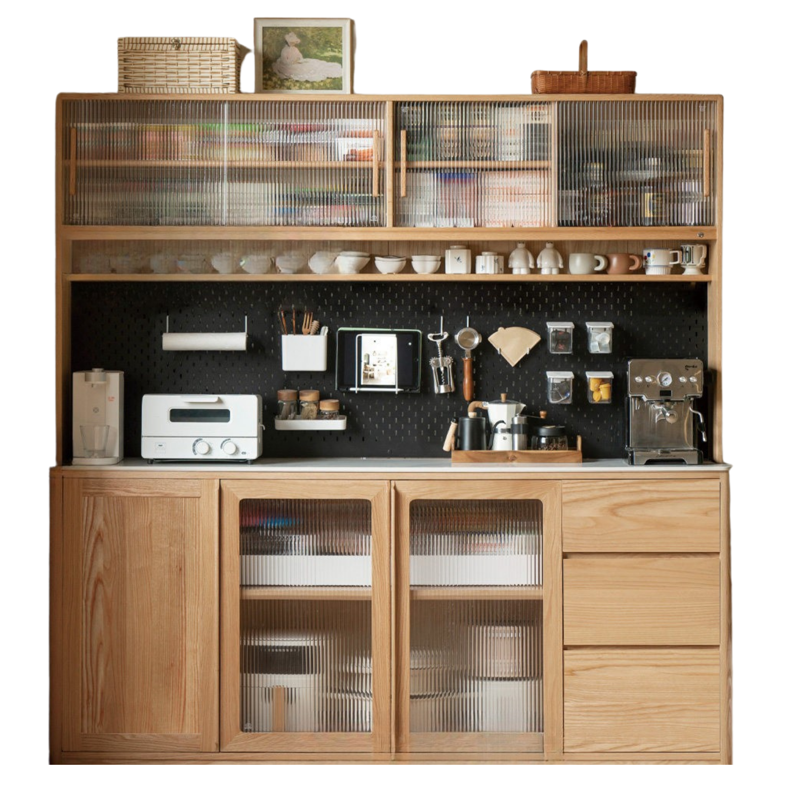 Ash Solid Wood White Wax Rock Plate Sideboard