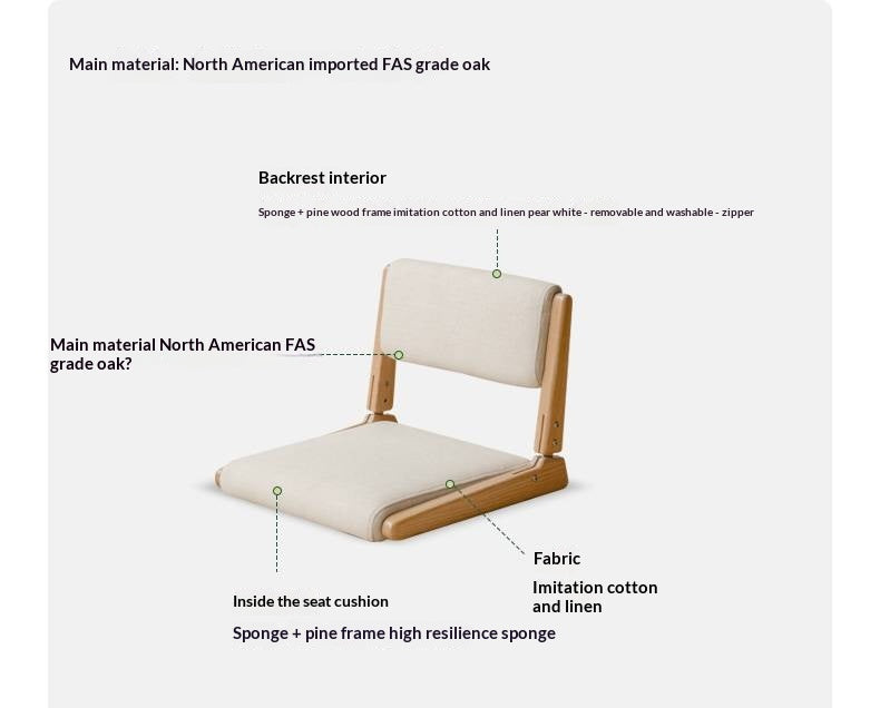 Oak Solid Wood Foldable Low Chair