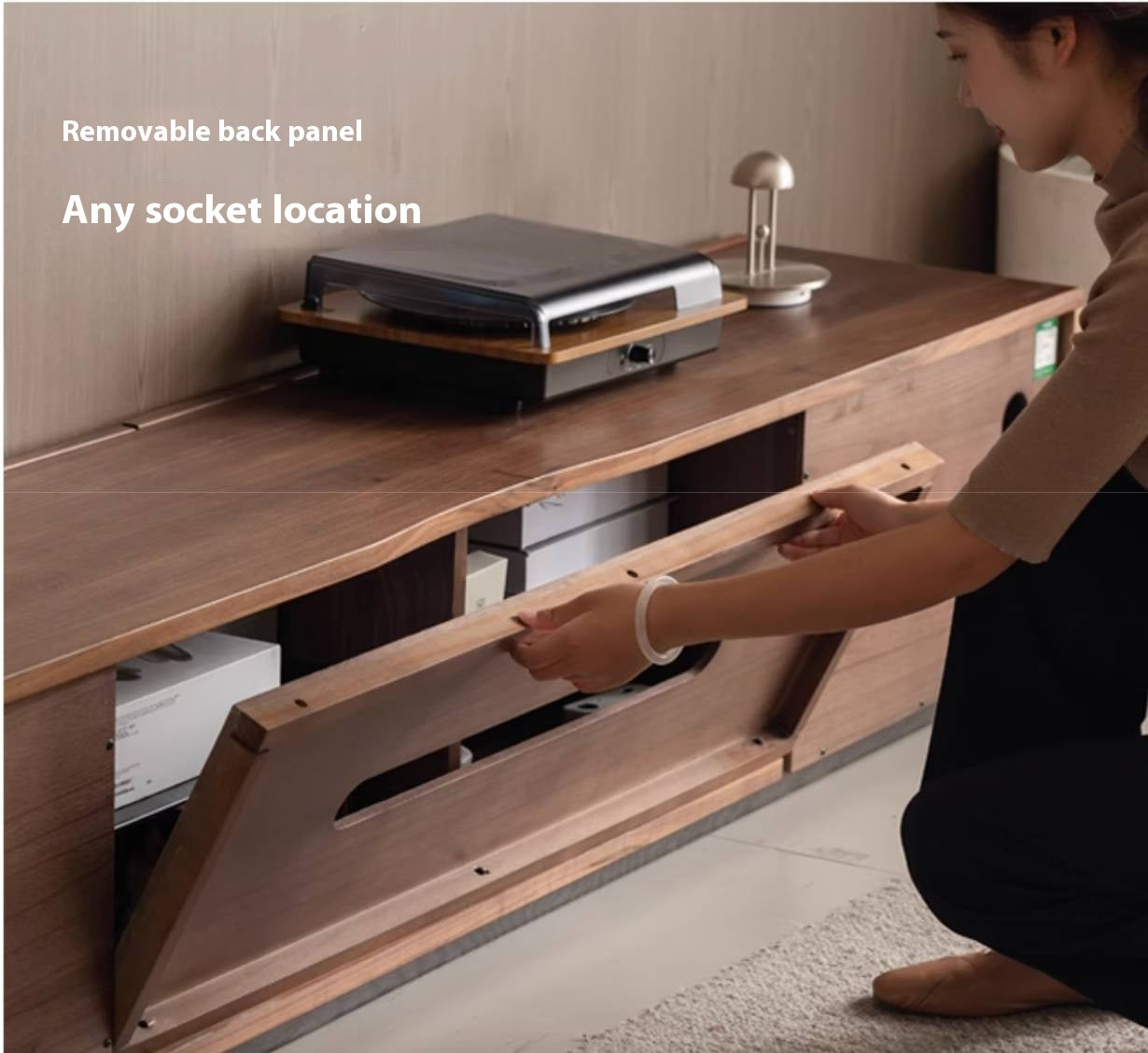 Black Walnut, Sandalwood Italian Light Luxury Style TV Stand
