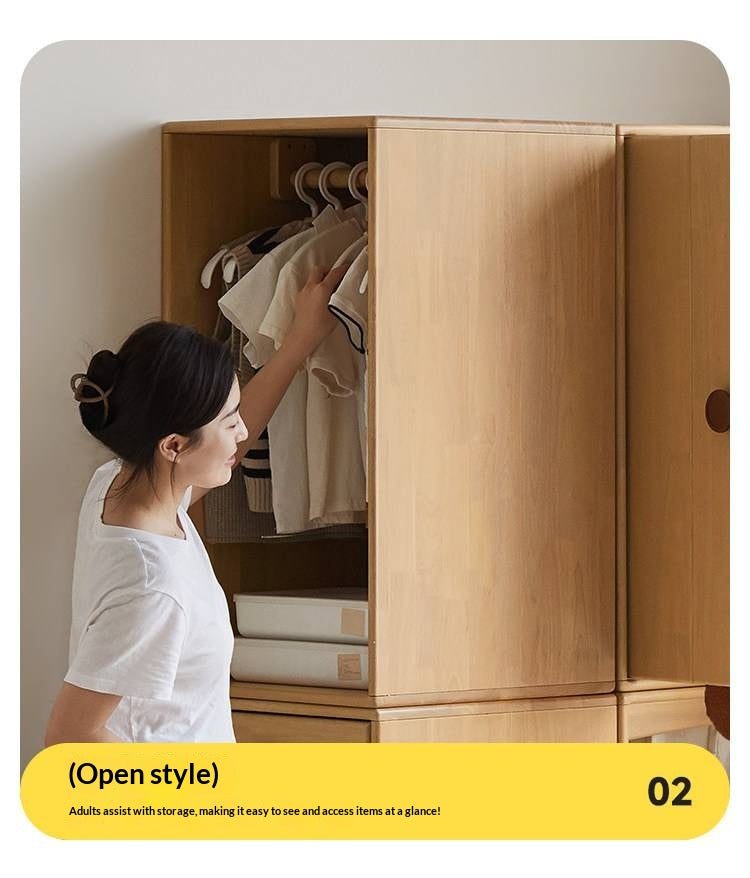 Solid Rubberwood Children's Wardrobe