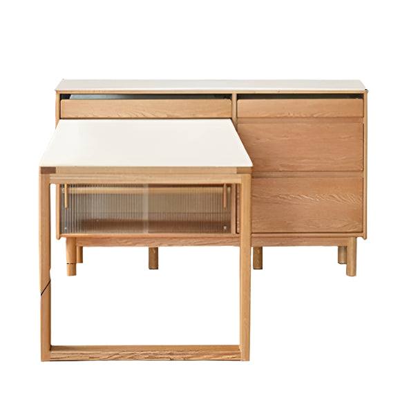 Oak Solid Wood Rock Plate Dining Sideboard