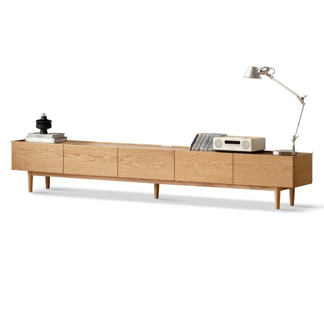Oak Solid Wood Modern Large Floor TV Cabinet.