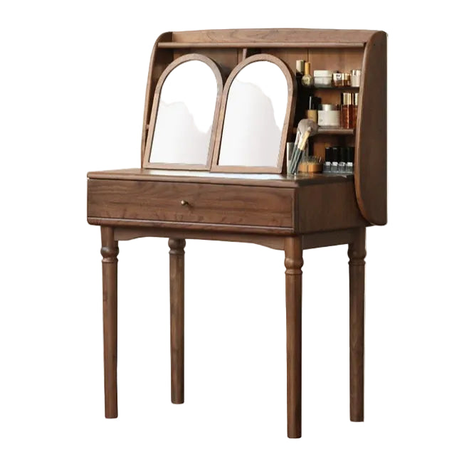 Black Walnut Solid Wood French Retro Vanity Table.