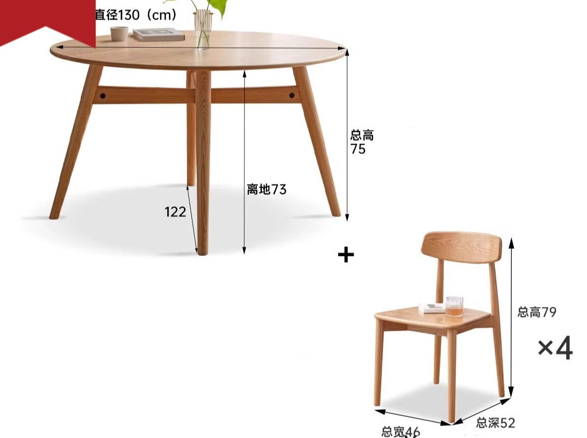 Oak Solid wood round table "