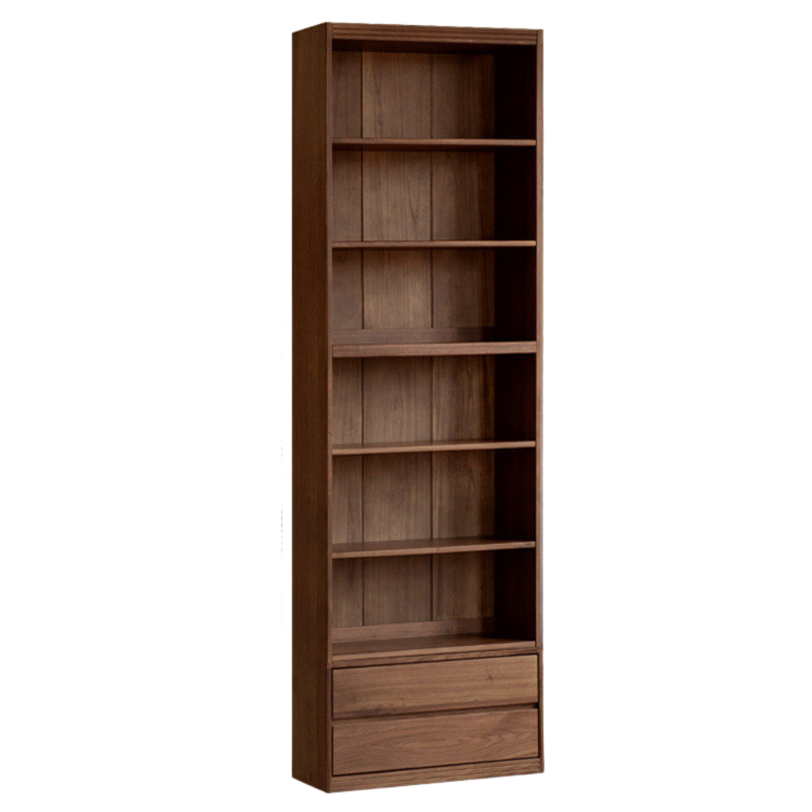 Black Walnut, Sandalwood Solid Wood Light Luxury Combined Bookshelf With Seat