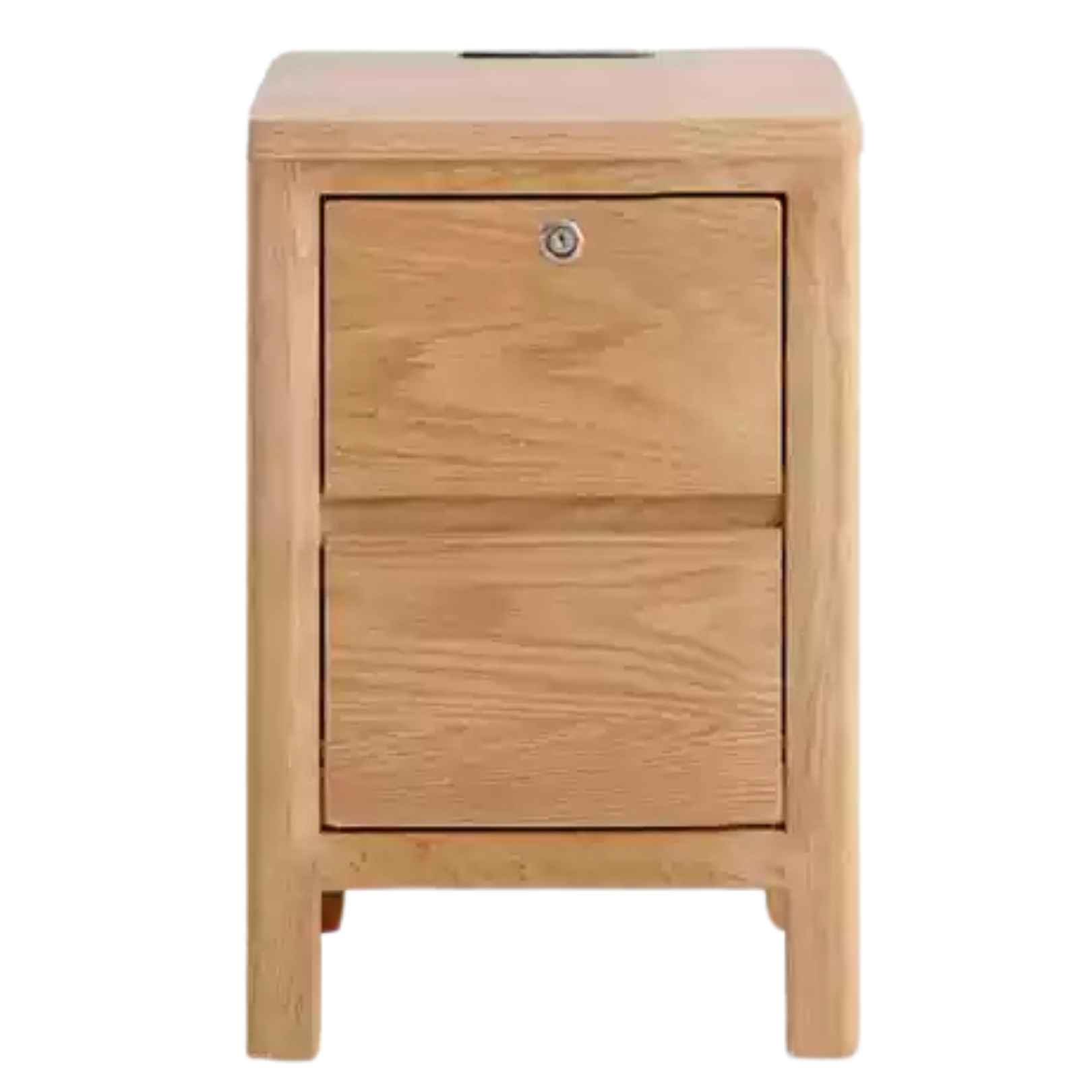 Oak Solid Wood, Solid Rubberwood Nightstand with Locker.