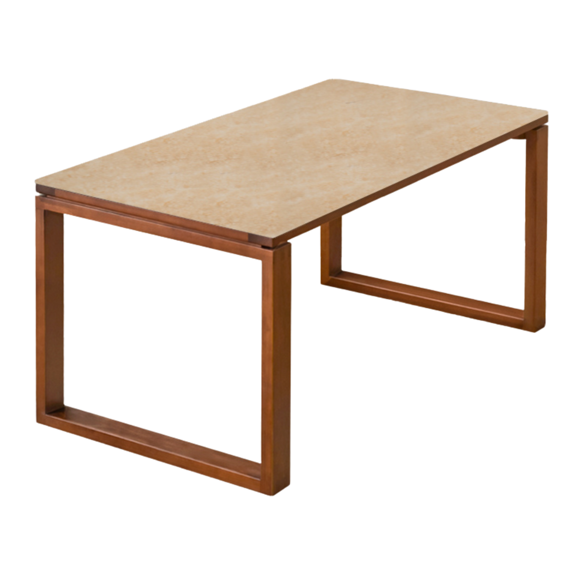 Poplar Solid Wood Medieval Style Rock Plate Dining Table
