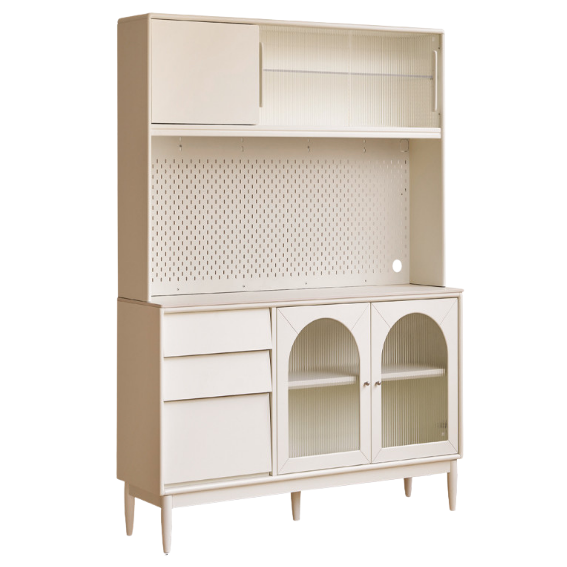 Poplar Solid Wood, Solid RubberWood French Cream Style Sideboard