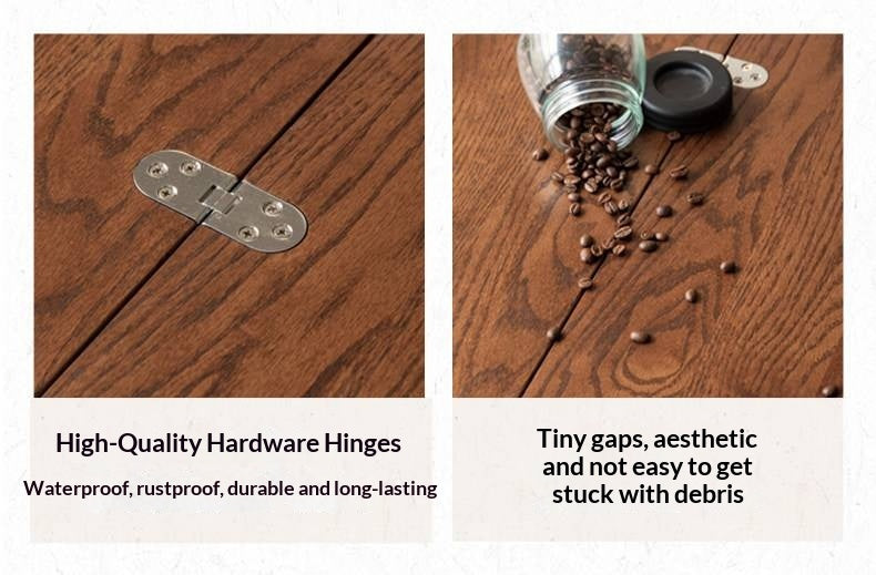 Oak Solid Wood Folding Coffee Table with Minimalist Design