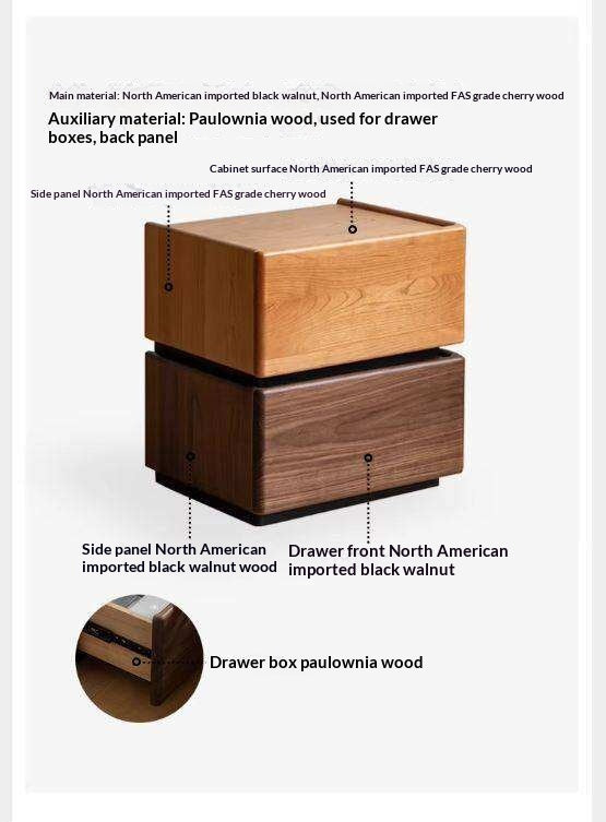 Black Walnut, Oak, Cherry Solid Wood Nightstand