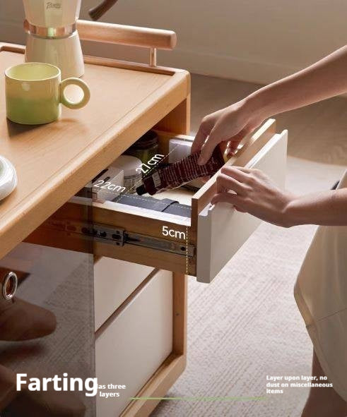 Beech Solid Wood Modern Corner Mobile Side Table