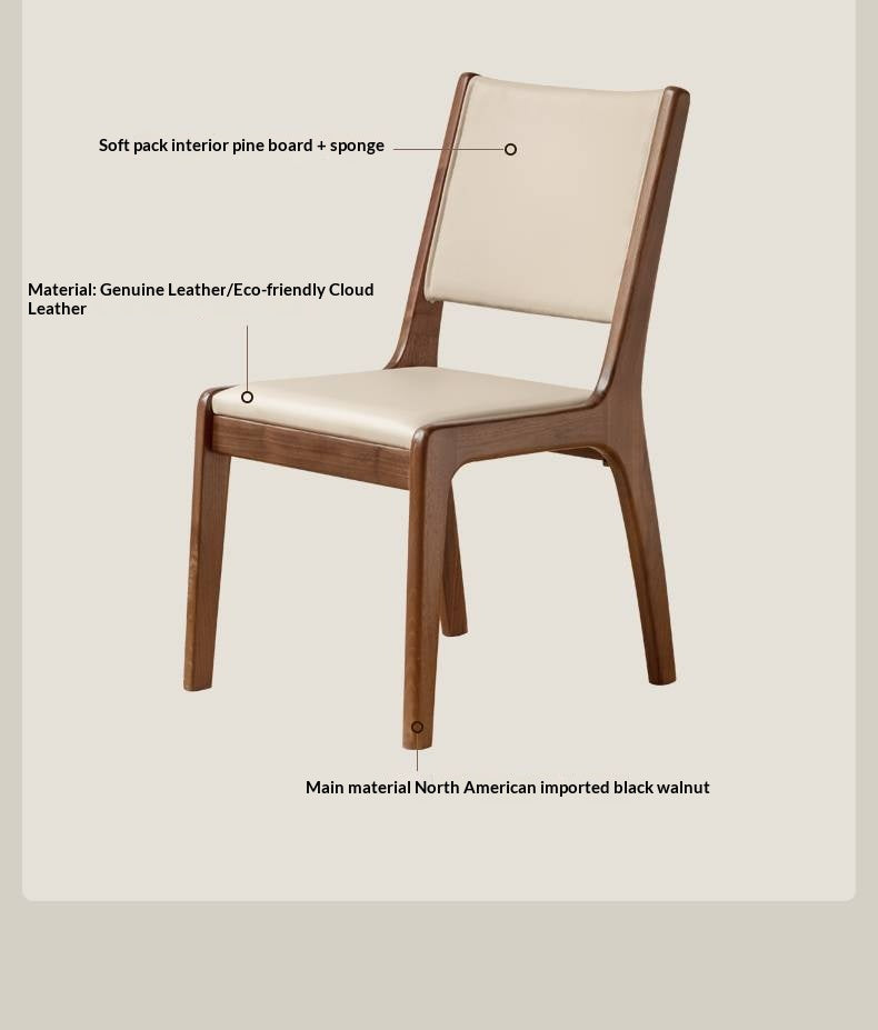 4 pcs - Black Walnut, Oak Solid Wood Dining Chair upholstered