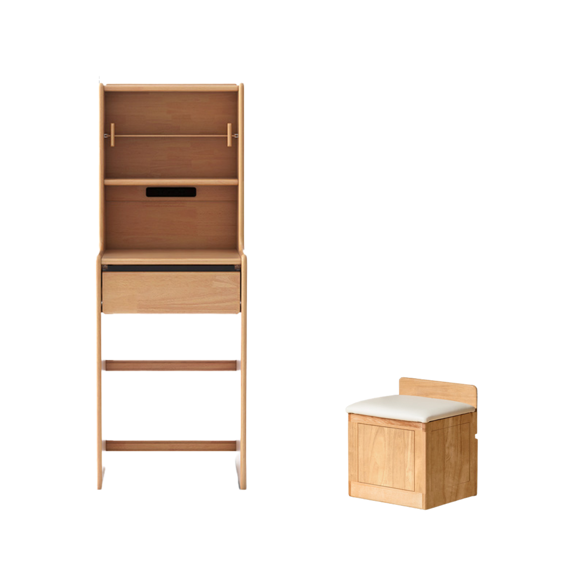 Oak, Solid Rubberwood Modern Dressing Table.