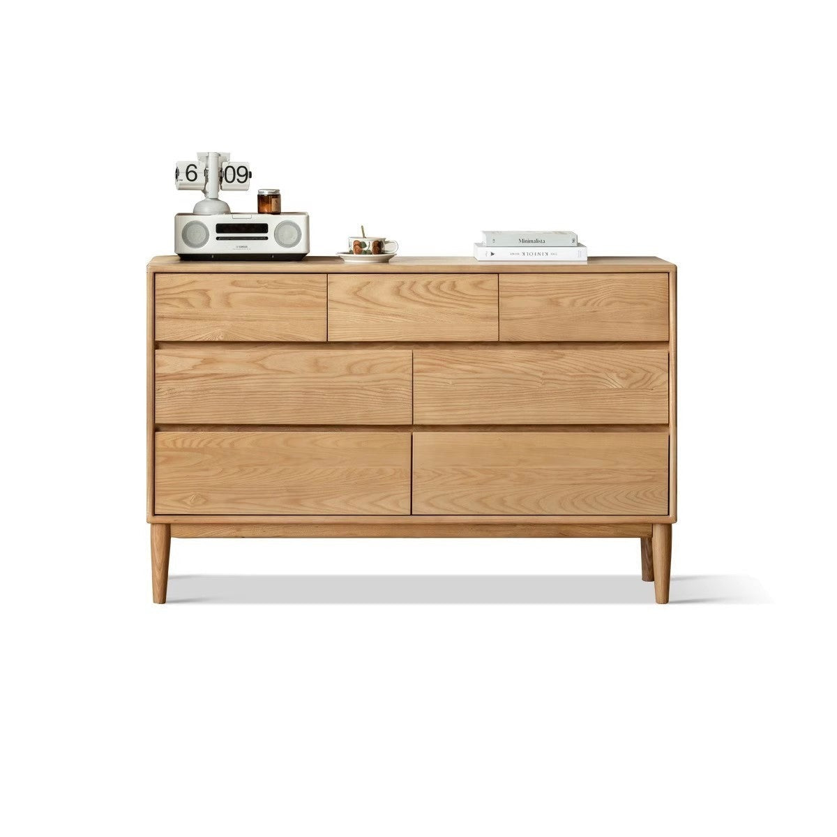 Ash Solid Wood Dresser, Drawer Storage Cabinet
