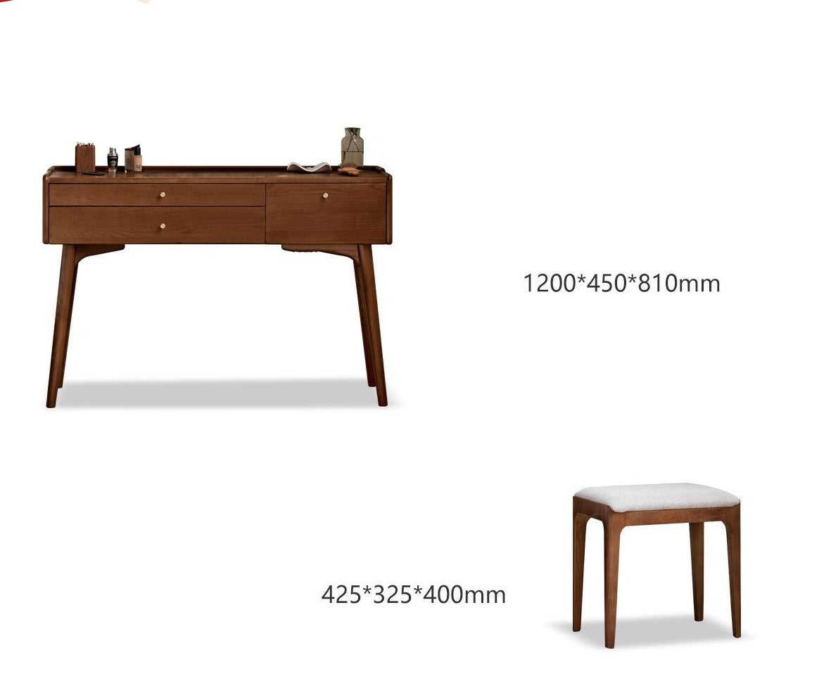 Ash wood dressing table LED makeup mirror"