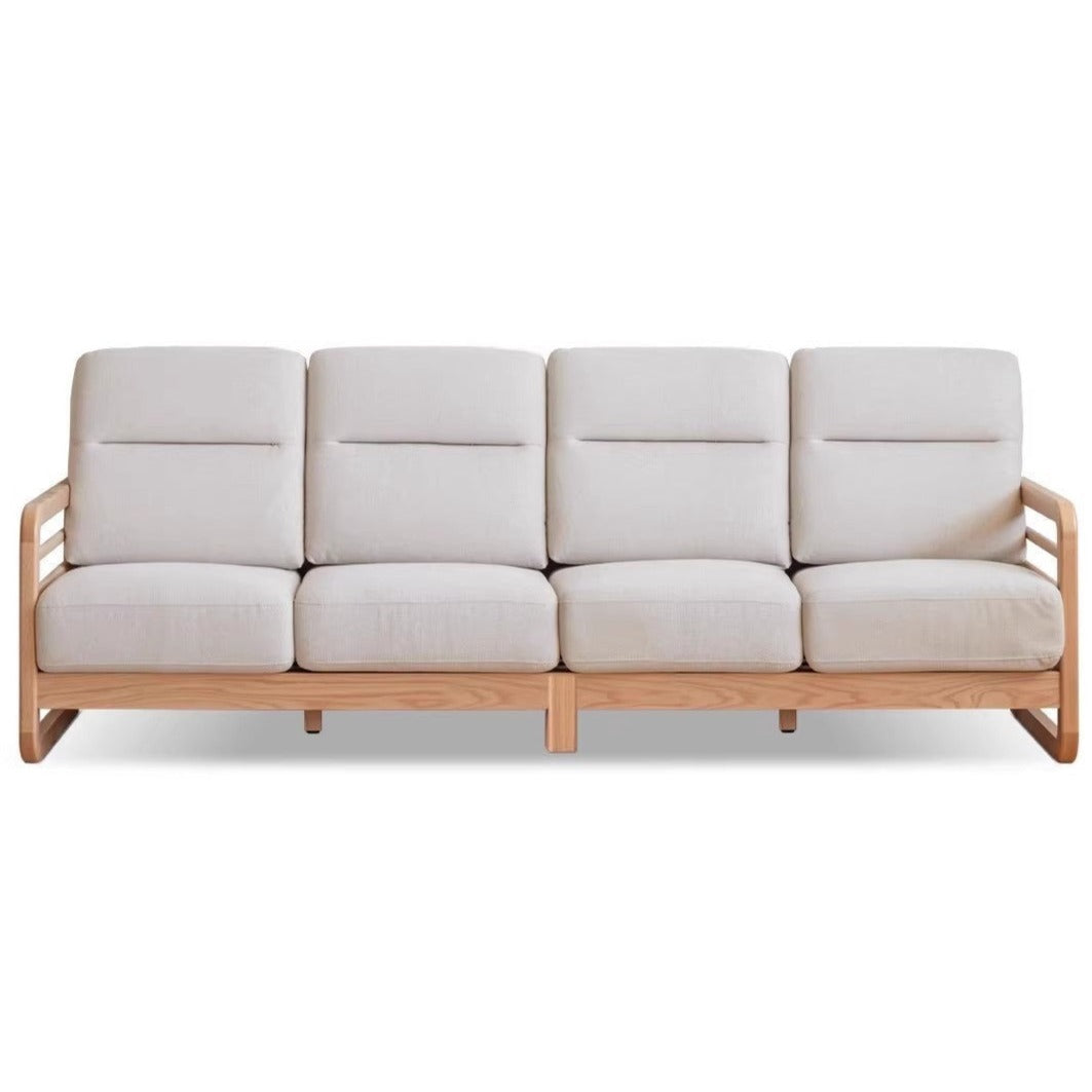 Oak Wood Fabric Sofa String-style Bbackrest.