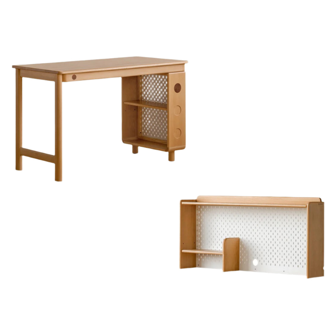 Beech Solid Wood Children's Study Table Bookshelf Integrated