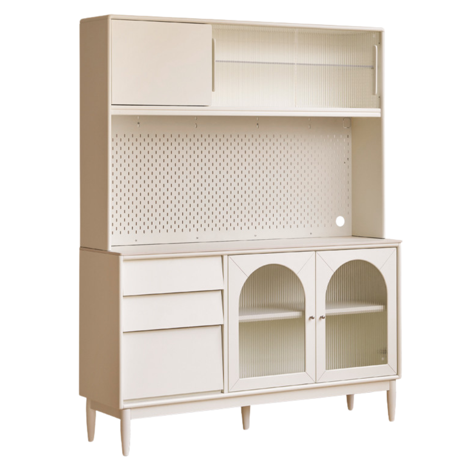 Poplar Solid Wood, Solid RubberWood French Cream Style Sideboard