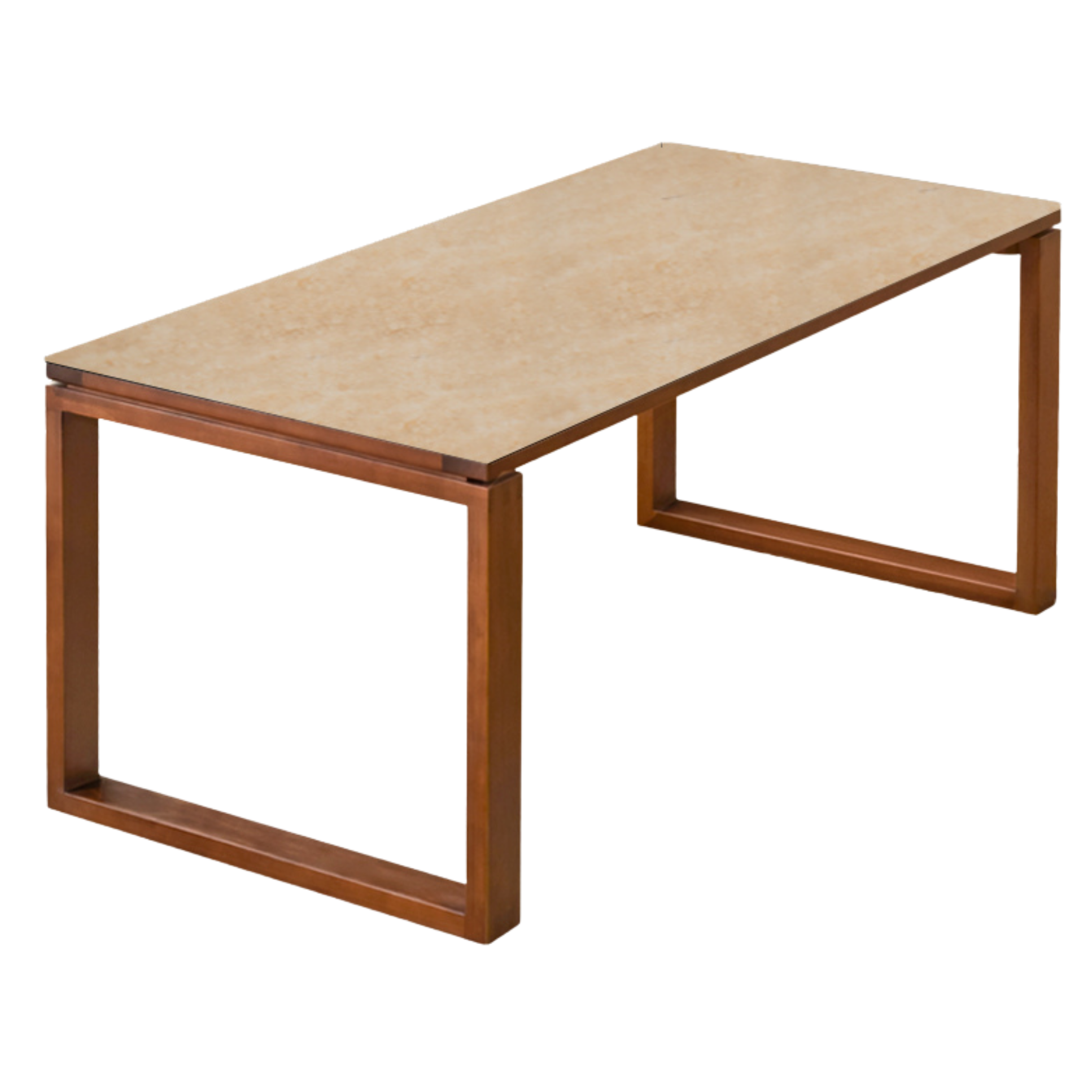 Poplar Solid Wood Medieval Style Rock Plate Dining Table