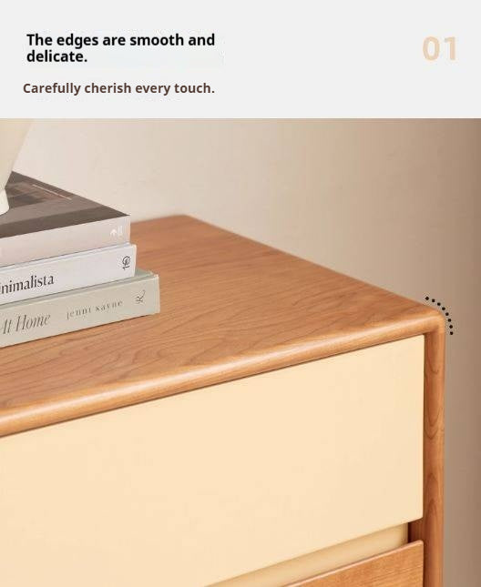 Cherry, Poplar Solid Wood Modern Minimalist Chest of Drawers