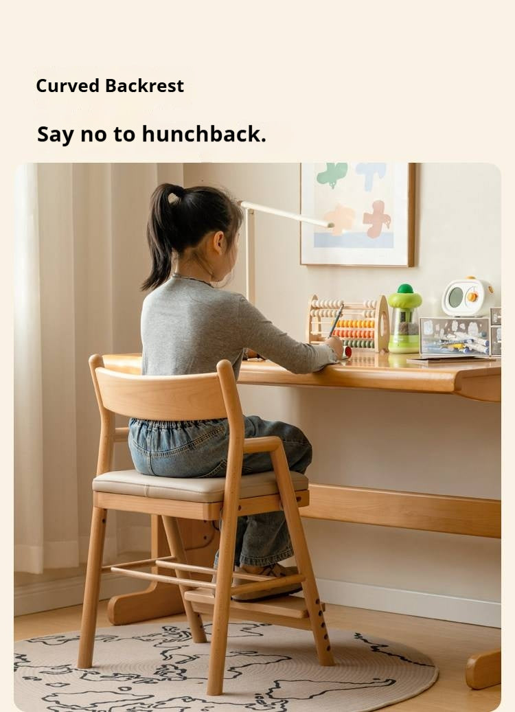 Oak, Beech Solid Wood Kids Chair Height-Adjustable