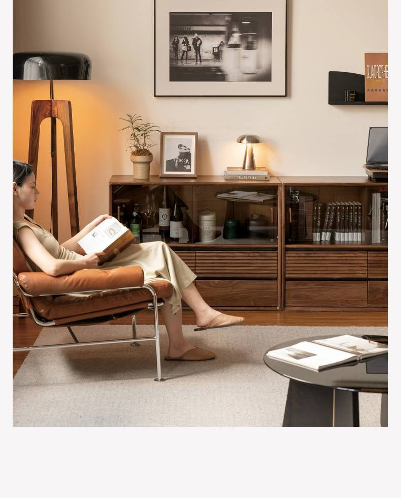 Black Walnut Solid Wood Italian Light Luxury Bookcase