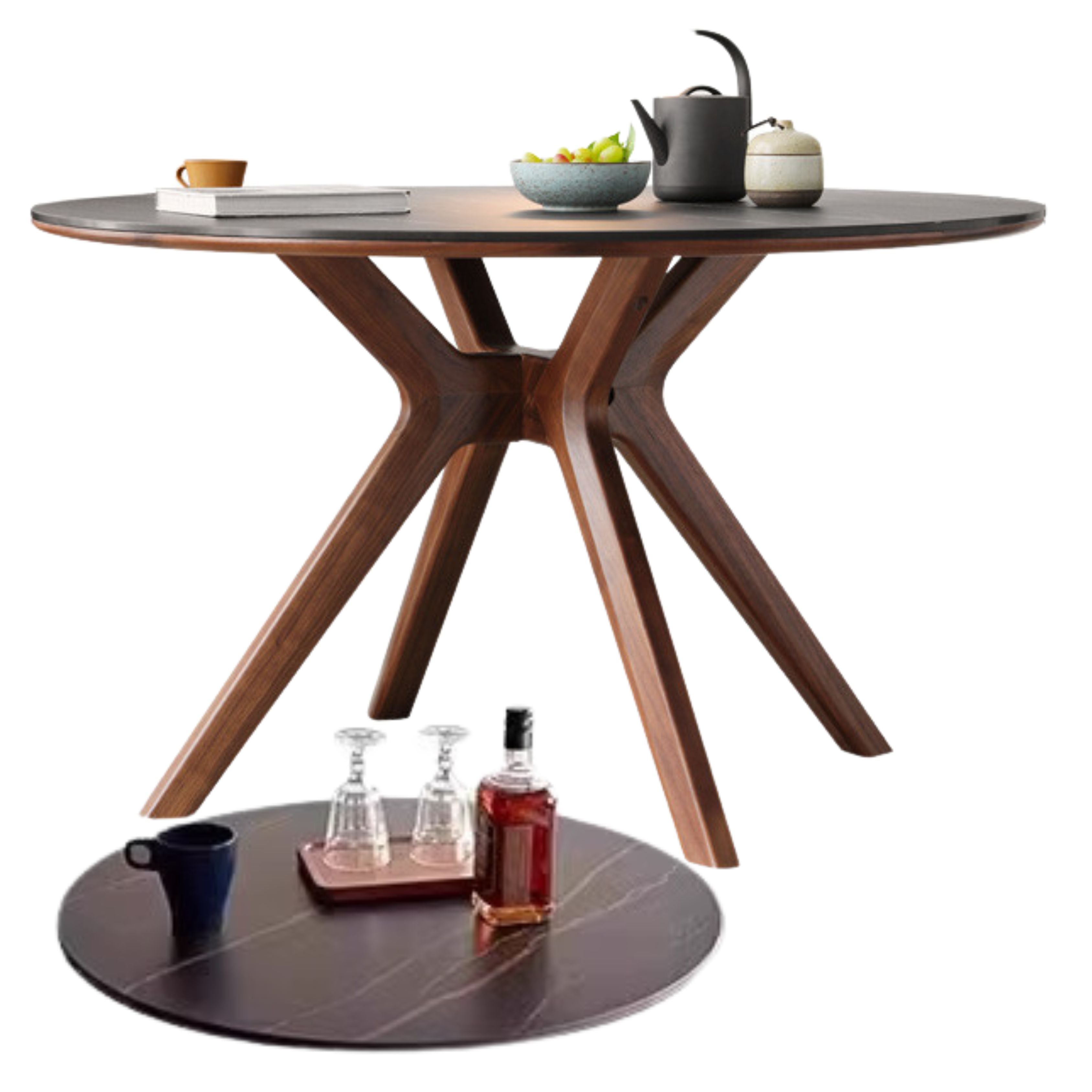 Black Walnut Solid Wood Round Dining Table