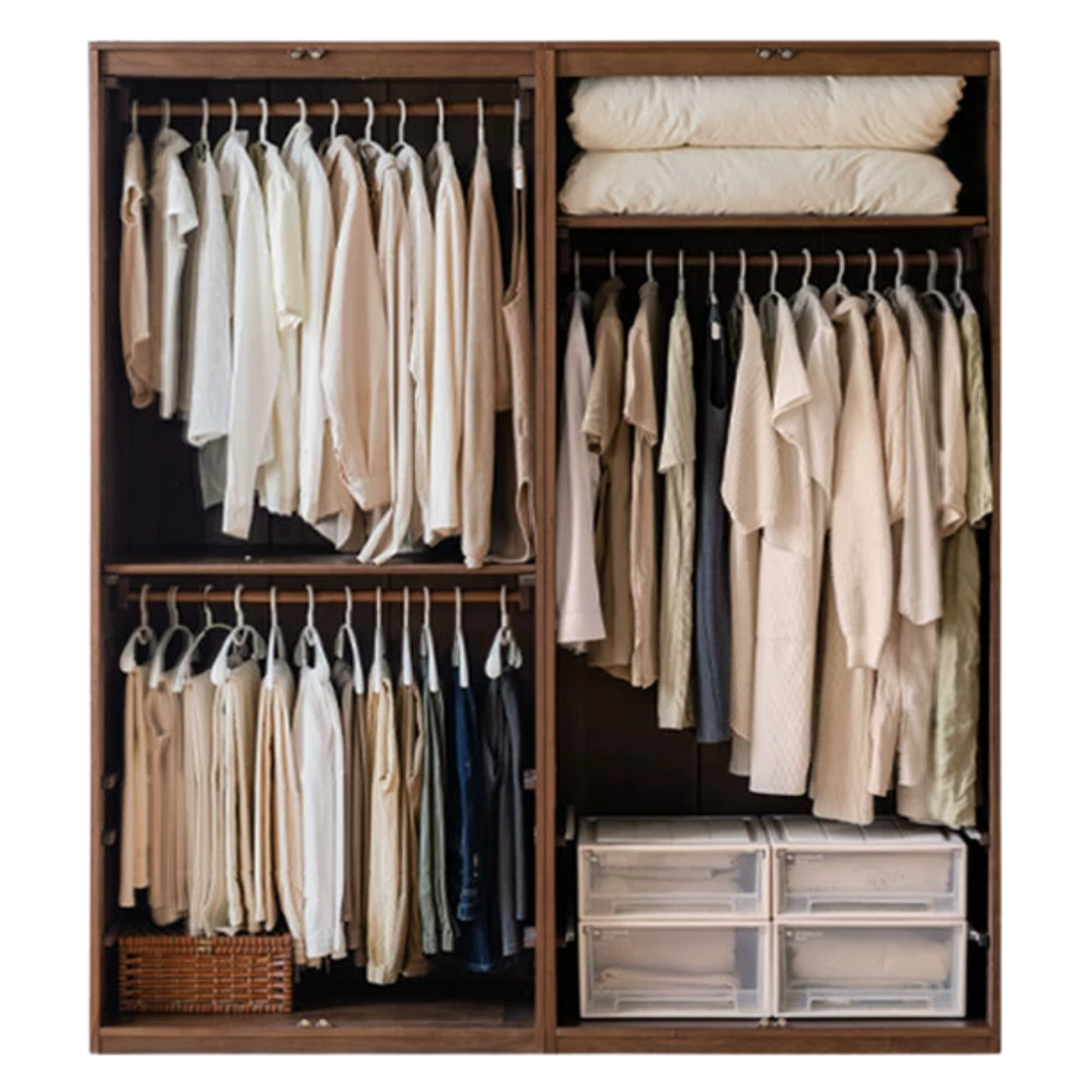 Black Walnut Solid Wood French Retro Wardrobe.