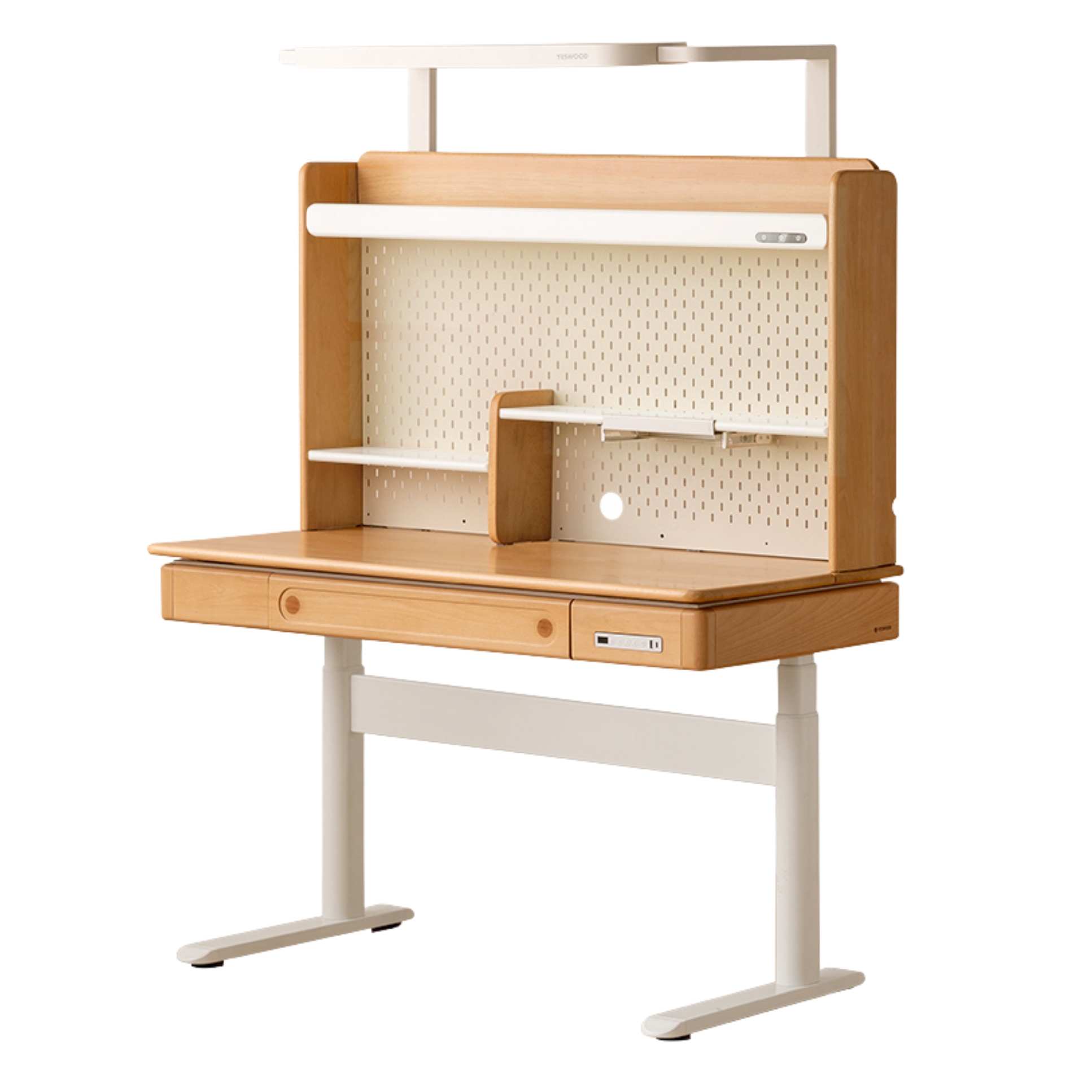 Beech Solid Wood Children's Study Desk with Electric Lift