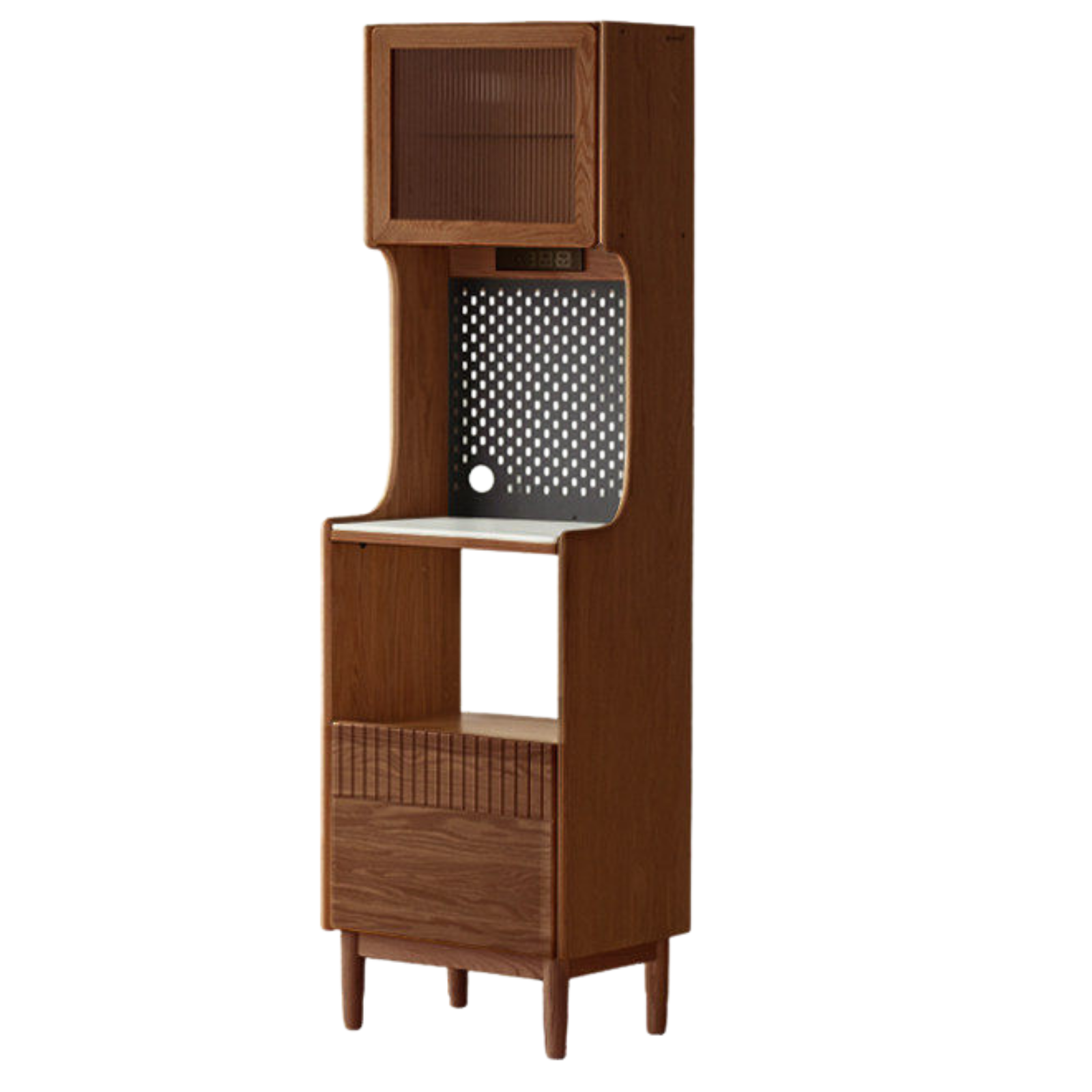 Solid RubberWood, Oak Solid Wood Sideboard Rock Board LED Light