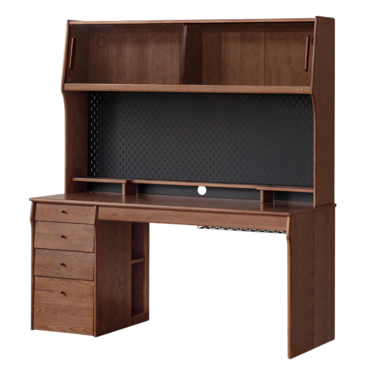 Oak, Cherry Solid Wood Desk Bookshelf Integrated Warm Light