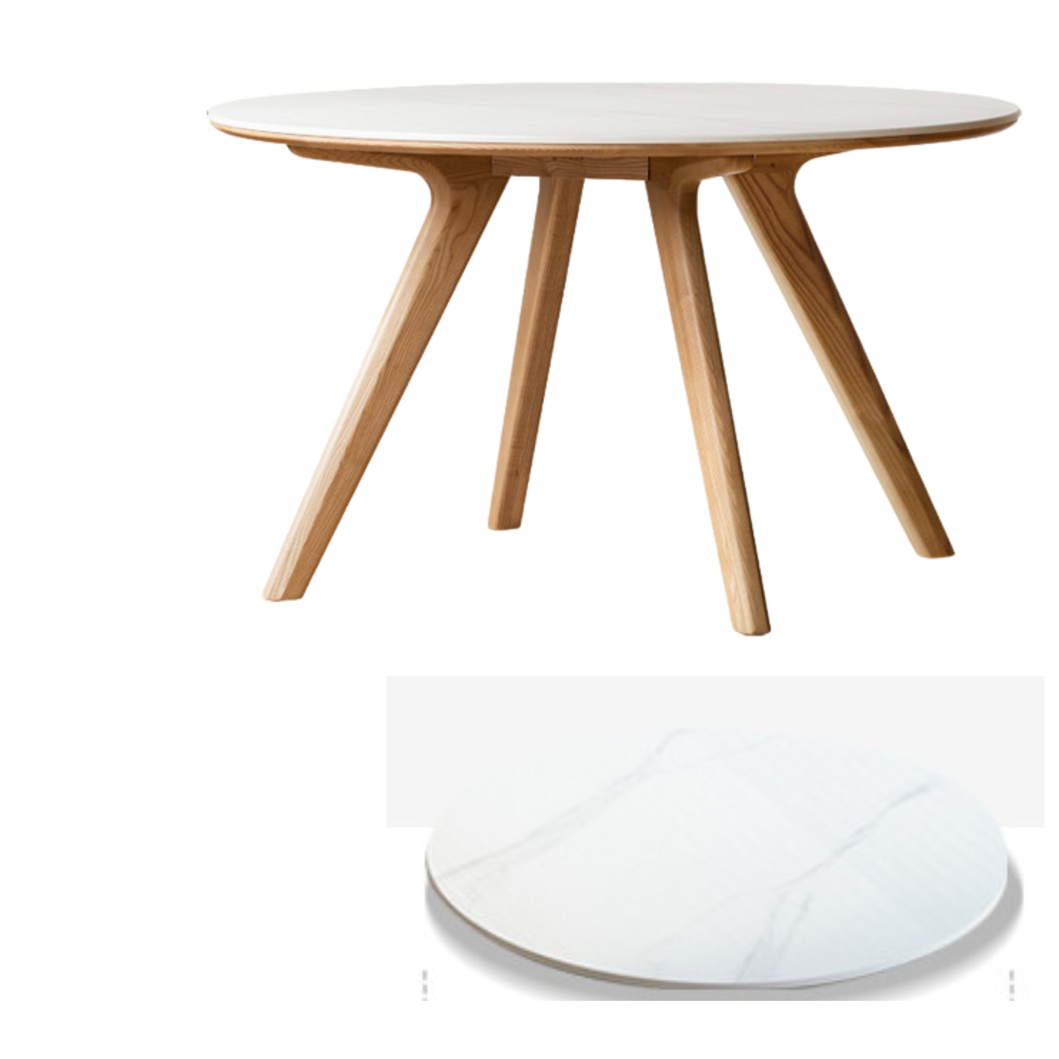 Ash Solid Wood Modern Rock Round Table.