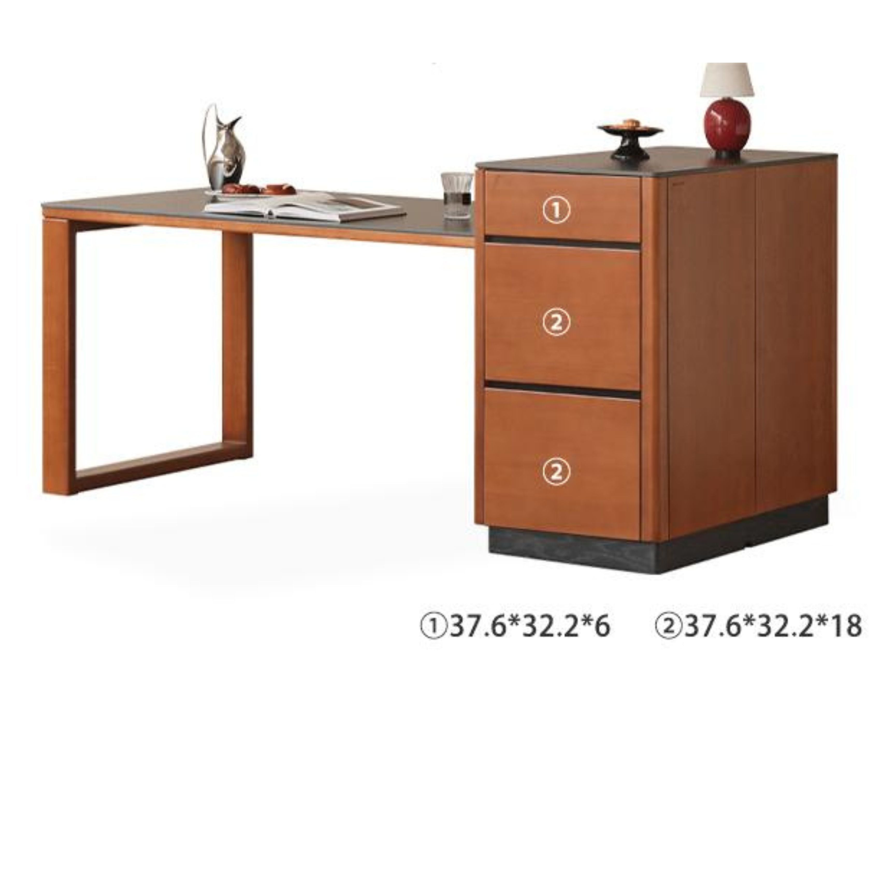 Poplar Solid Wood Island Retro Retractable Rock Plate Table Integrated