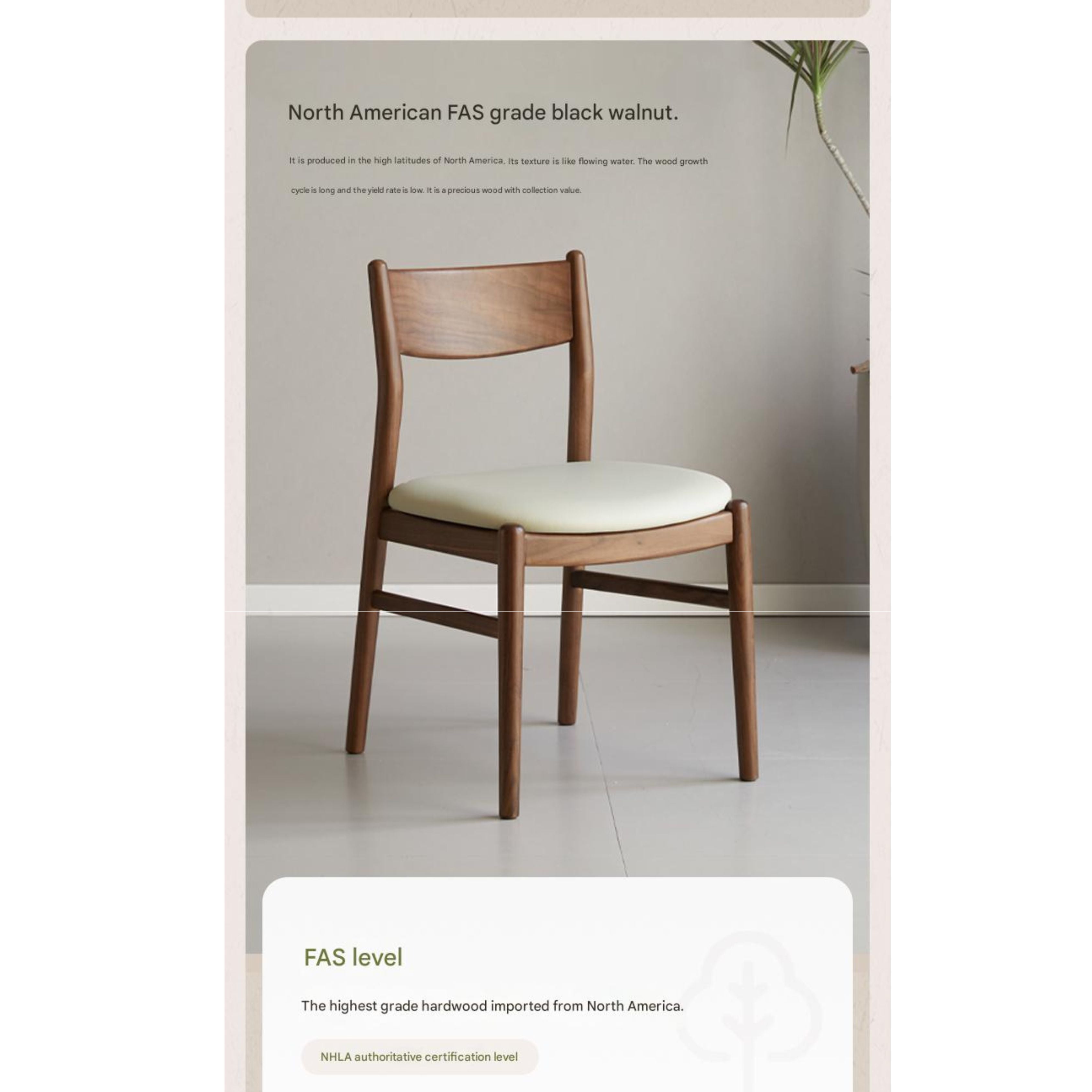 4 pcs Black Walnut, Ash, Oak, Beech, Sandalwood Solid Wood Dining Chair Retro