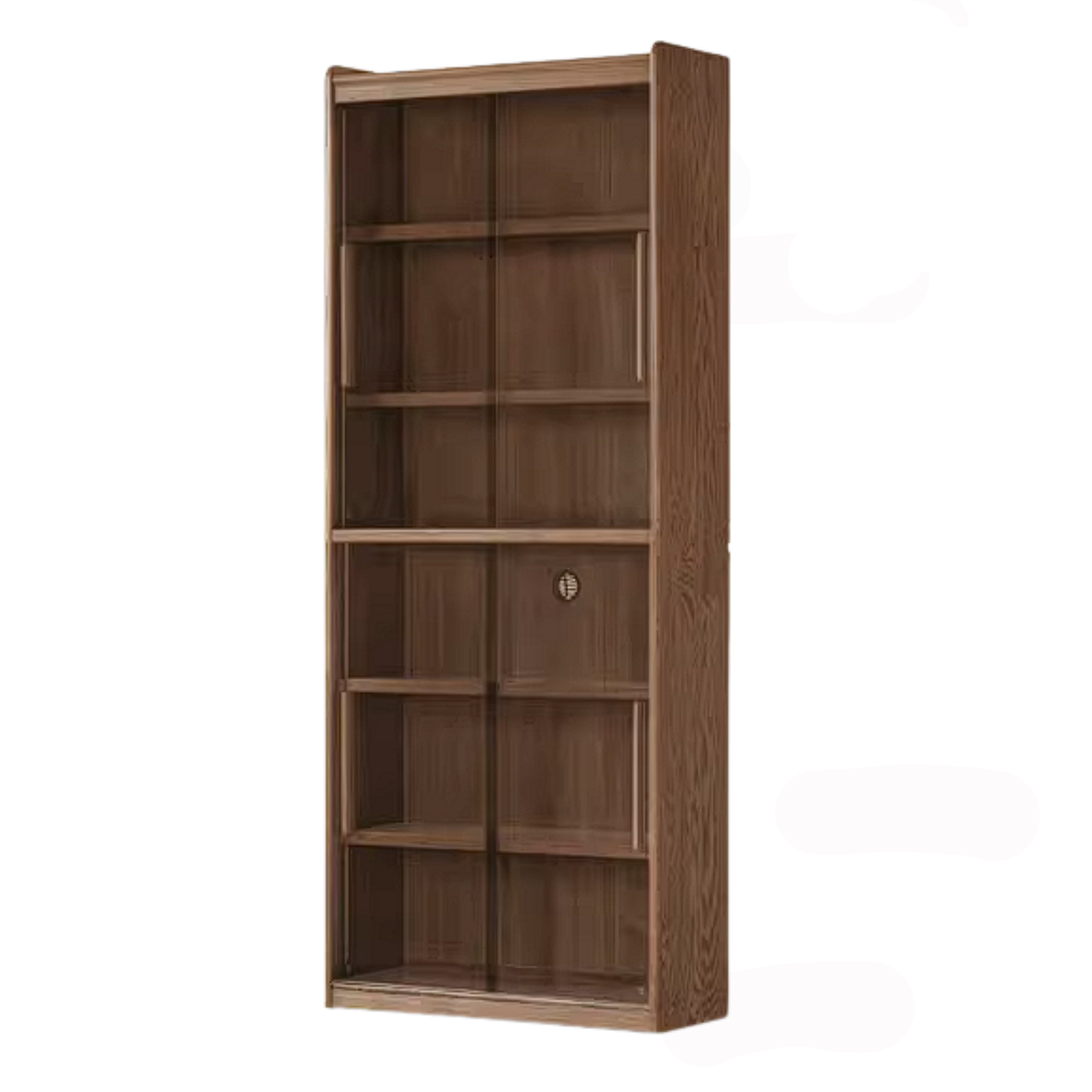 Ash Solid Wood Bookcase with Built In Bench Seat and Storage Drawer, Display Cabinet
