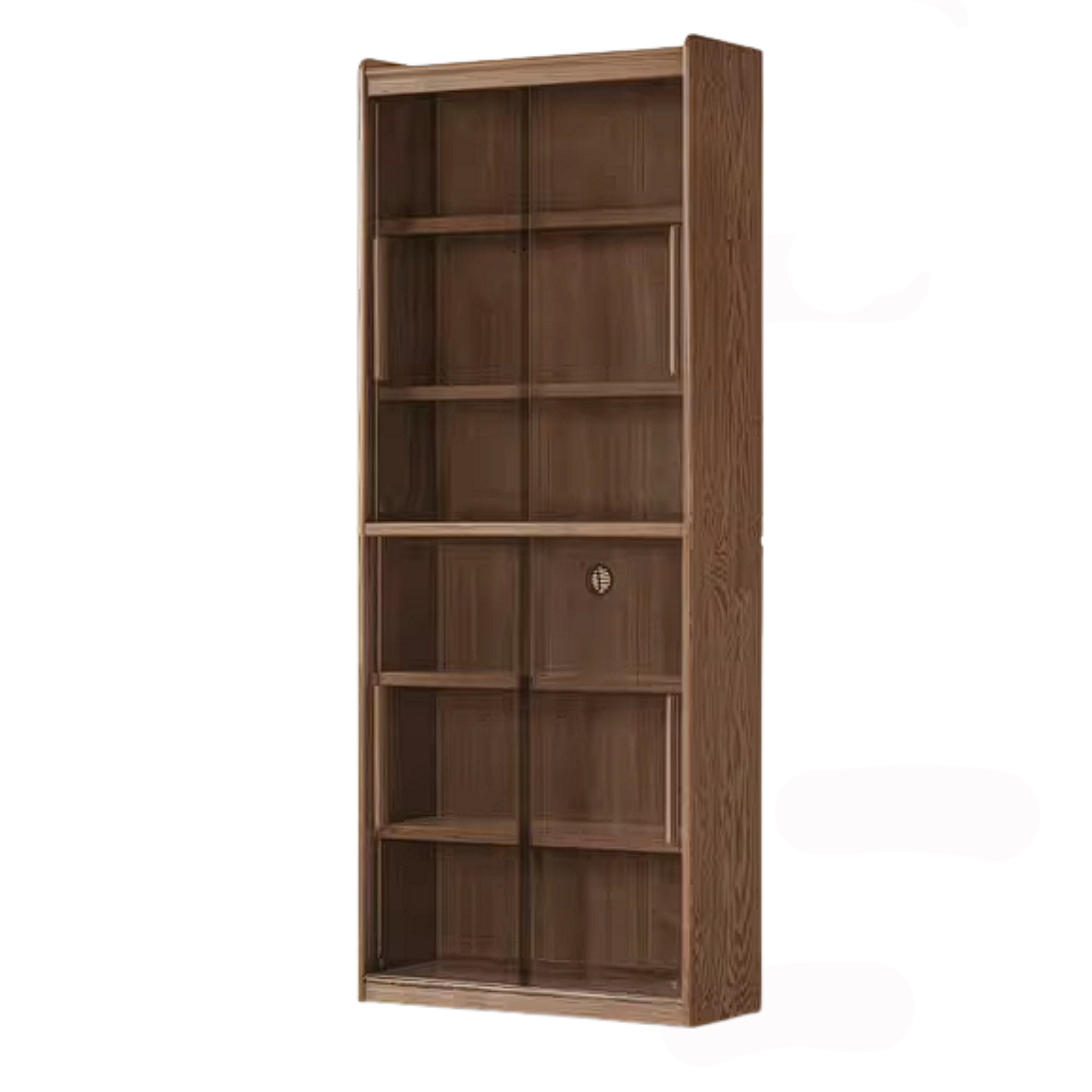 Ash Solid Wood Bookcase with Wall-Mounted Display and Storage Cabinet