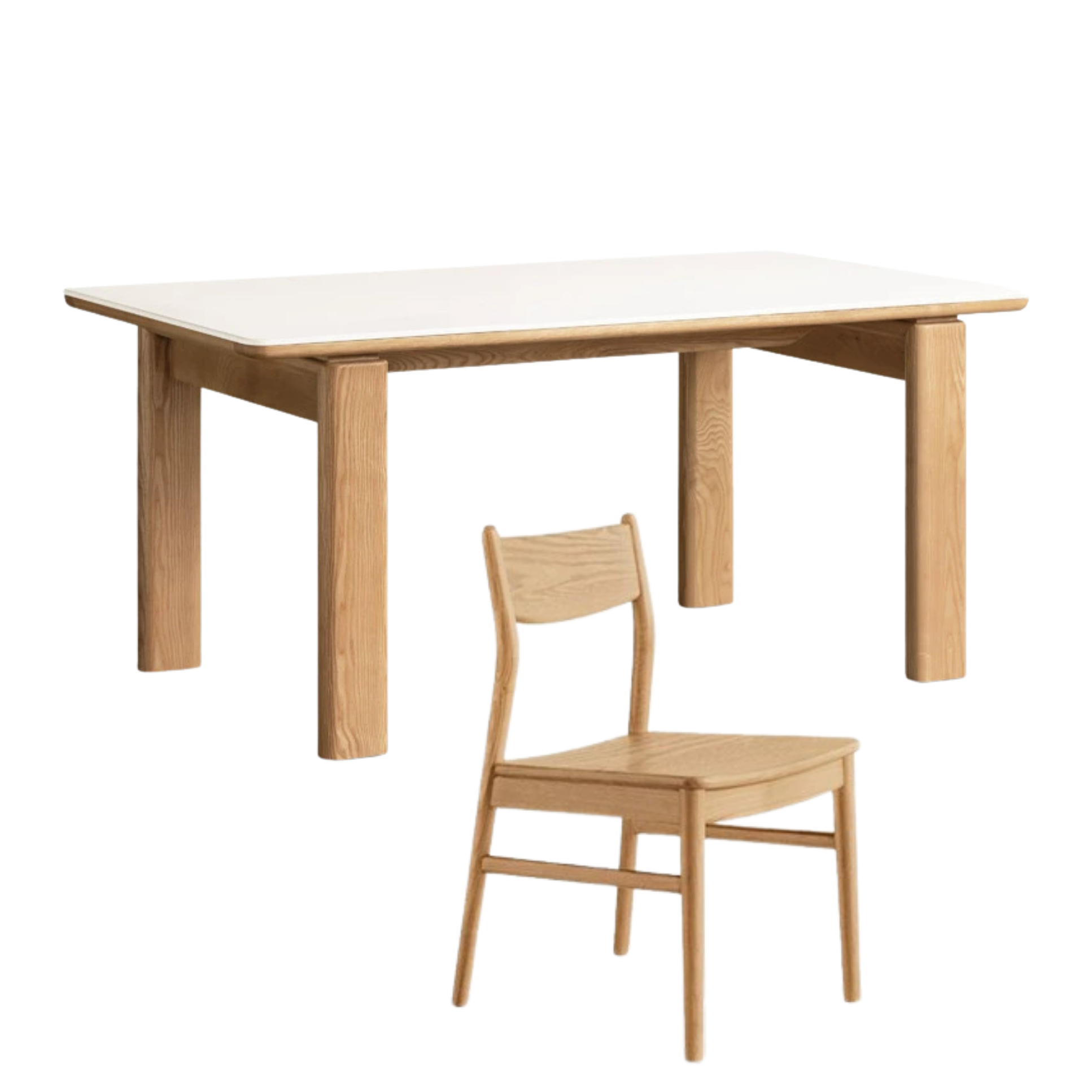 White Ash Solid Wood Restaurant Slab Dining Table
