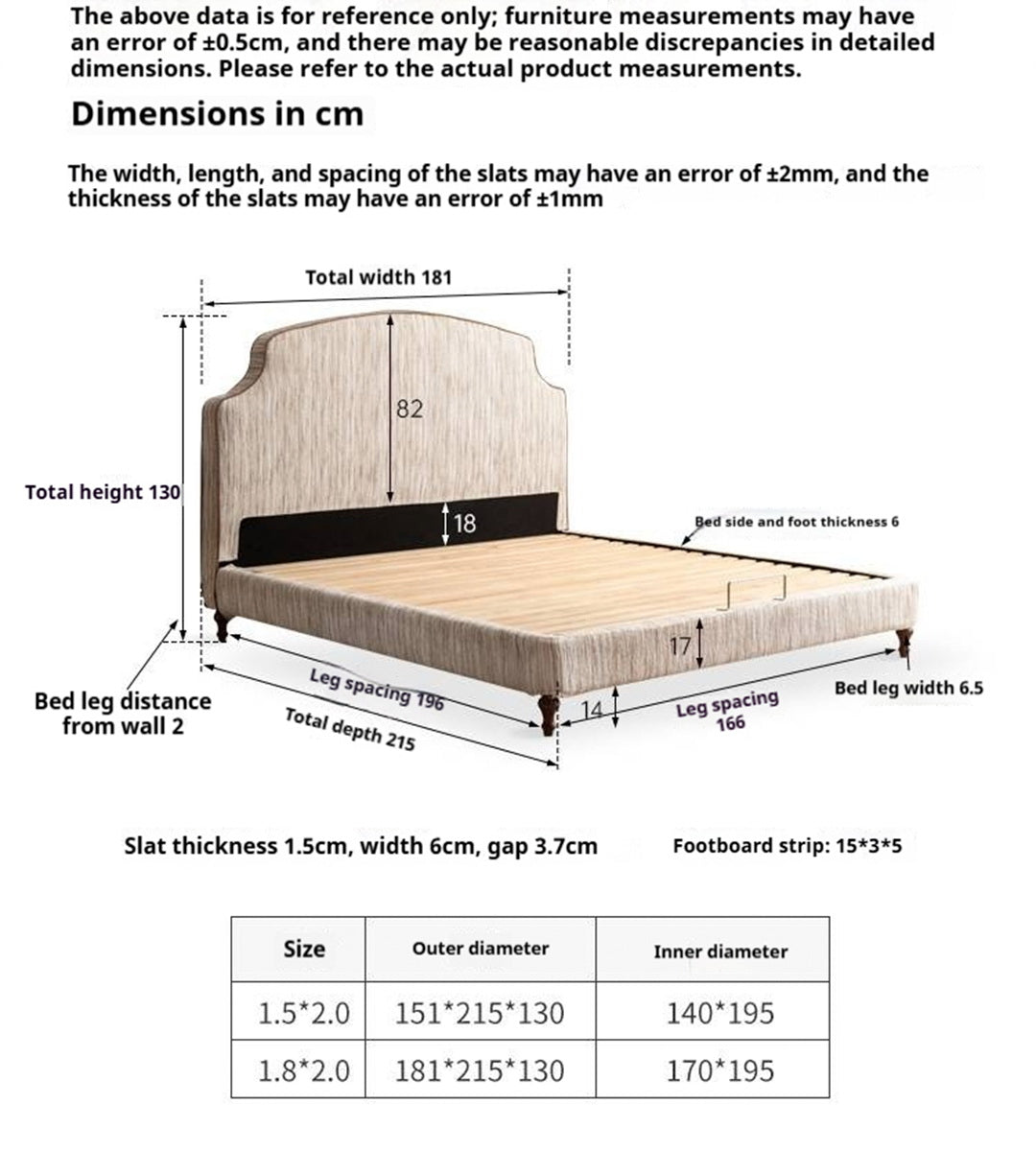 Fabric Soft Headboard Bed French Retro Style