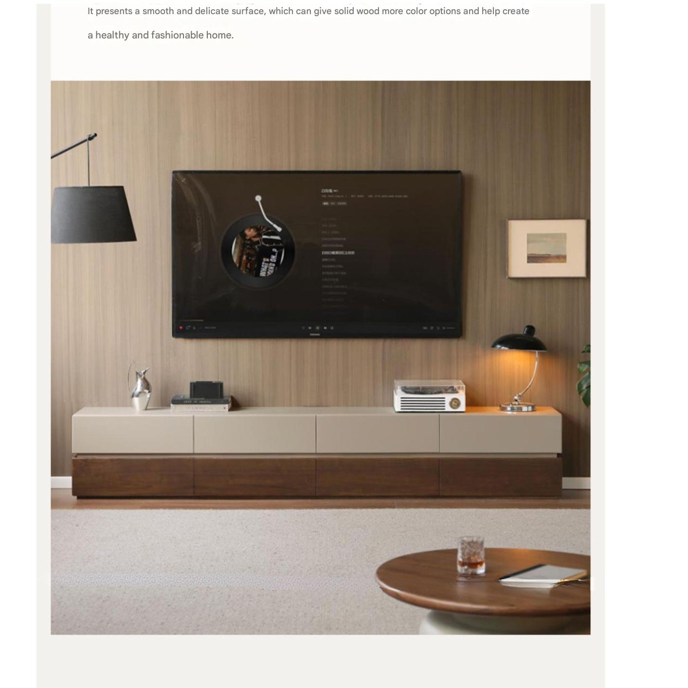 Black Walnut Solid Wood Italian Light Luxury Floor TV Cabinet.