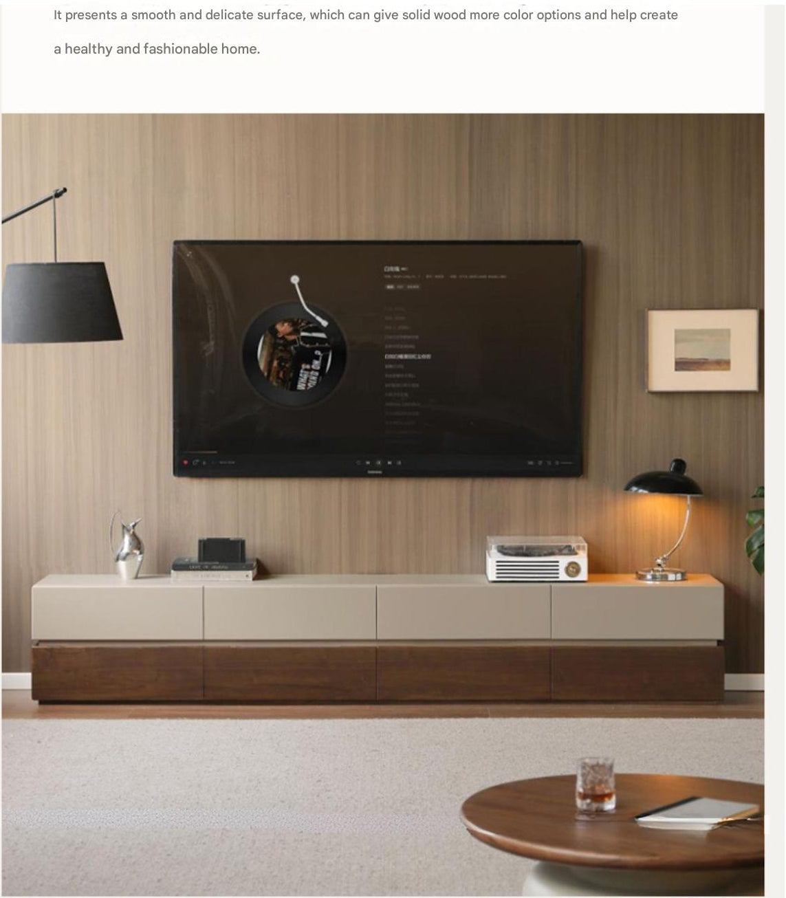 Black Walnut Solid Wood Italian Light Luxury Floor TV Cabinet
