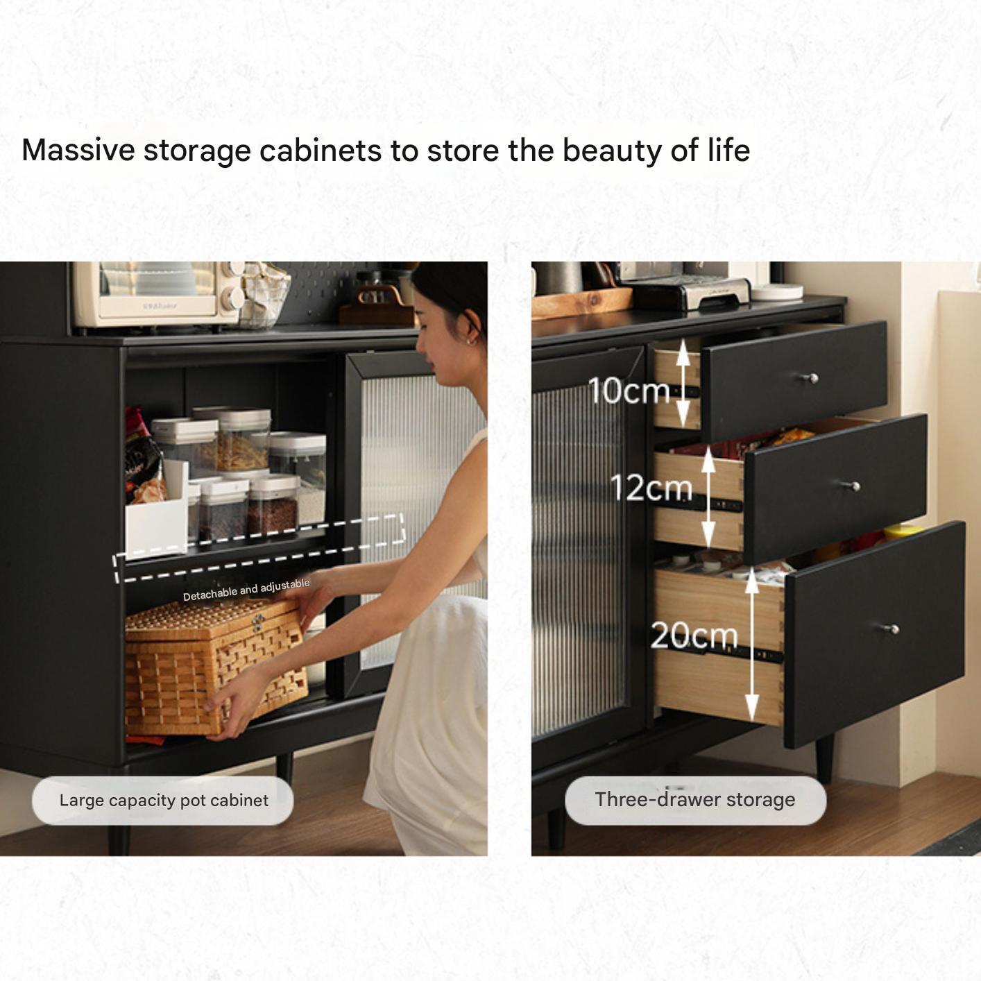 Solid Rubberwood Restaurant Modern Sideboard