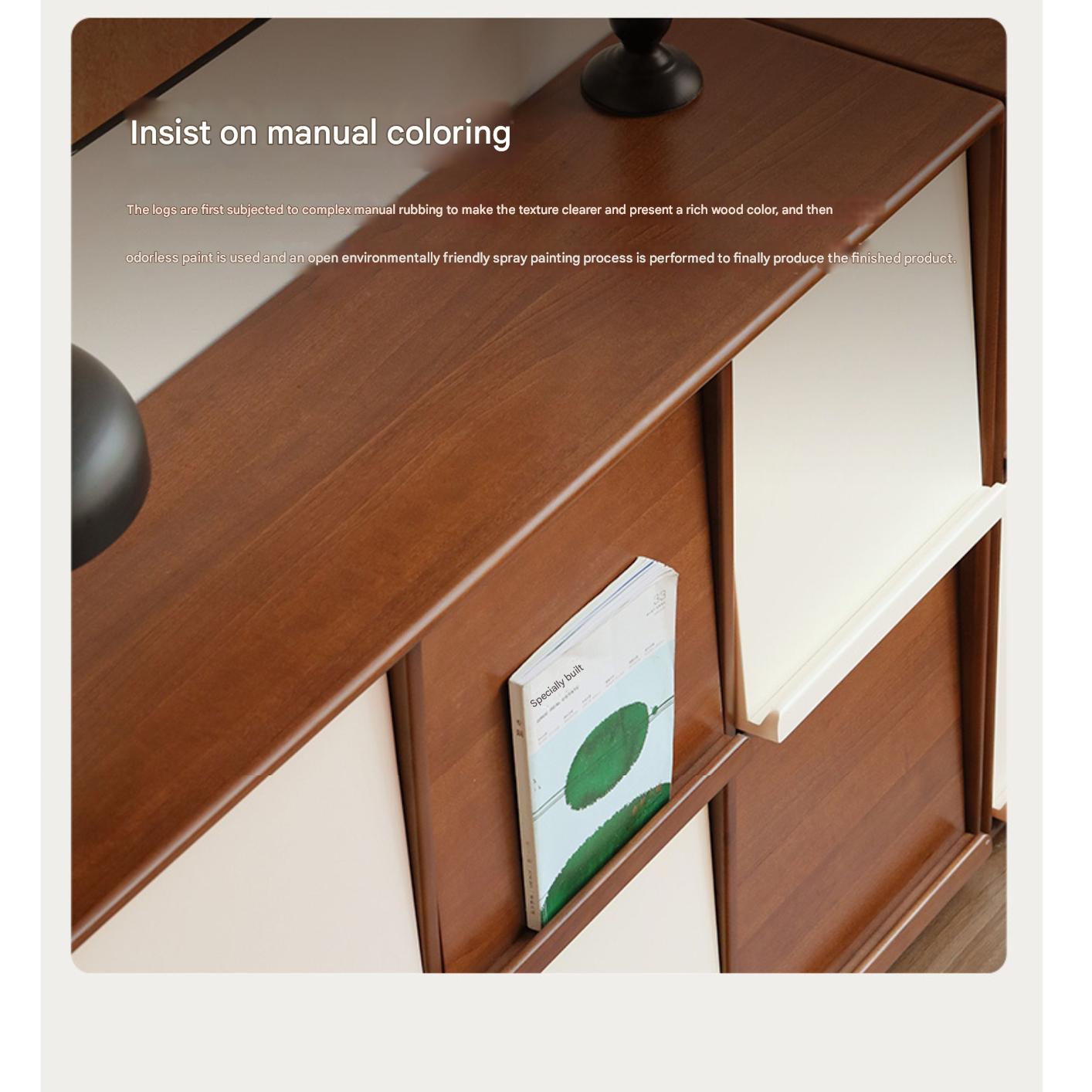 Poplar Solid Wood Medieval Style Combination Module Bookcase.