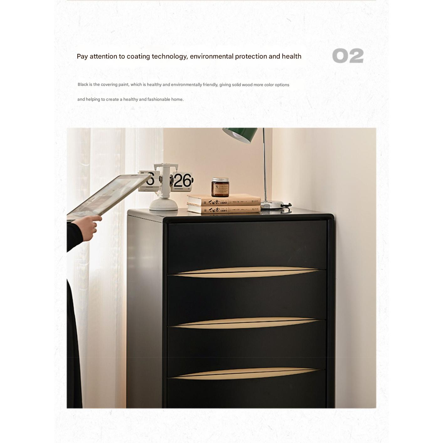 Solid Rubberwood Modern Drawer Cabinet.