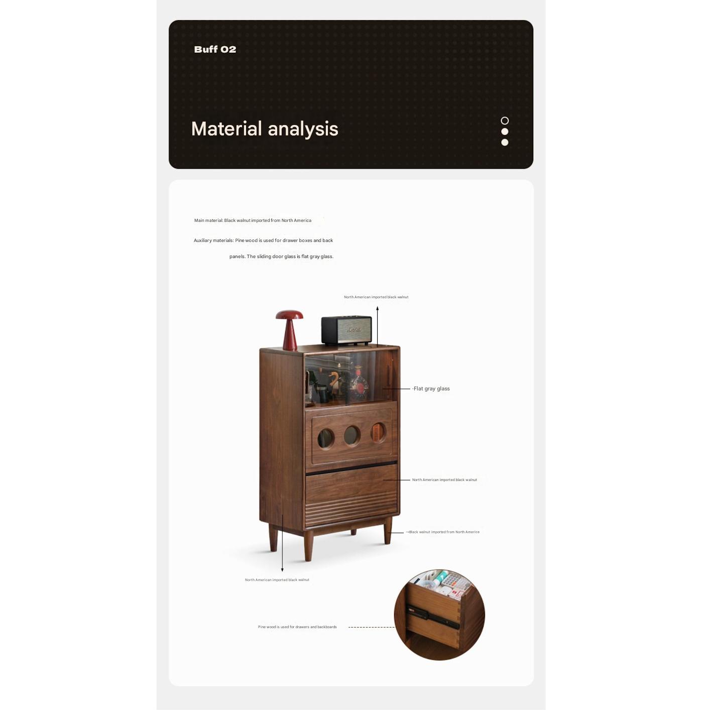 Black Walnut Solid Wood Antique Locker Retro Side Cabinet