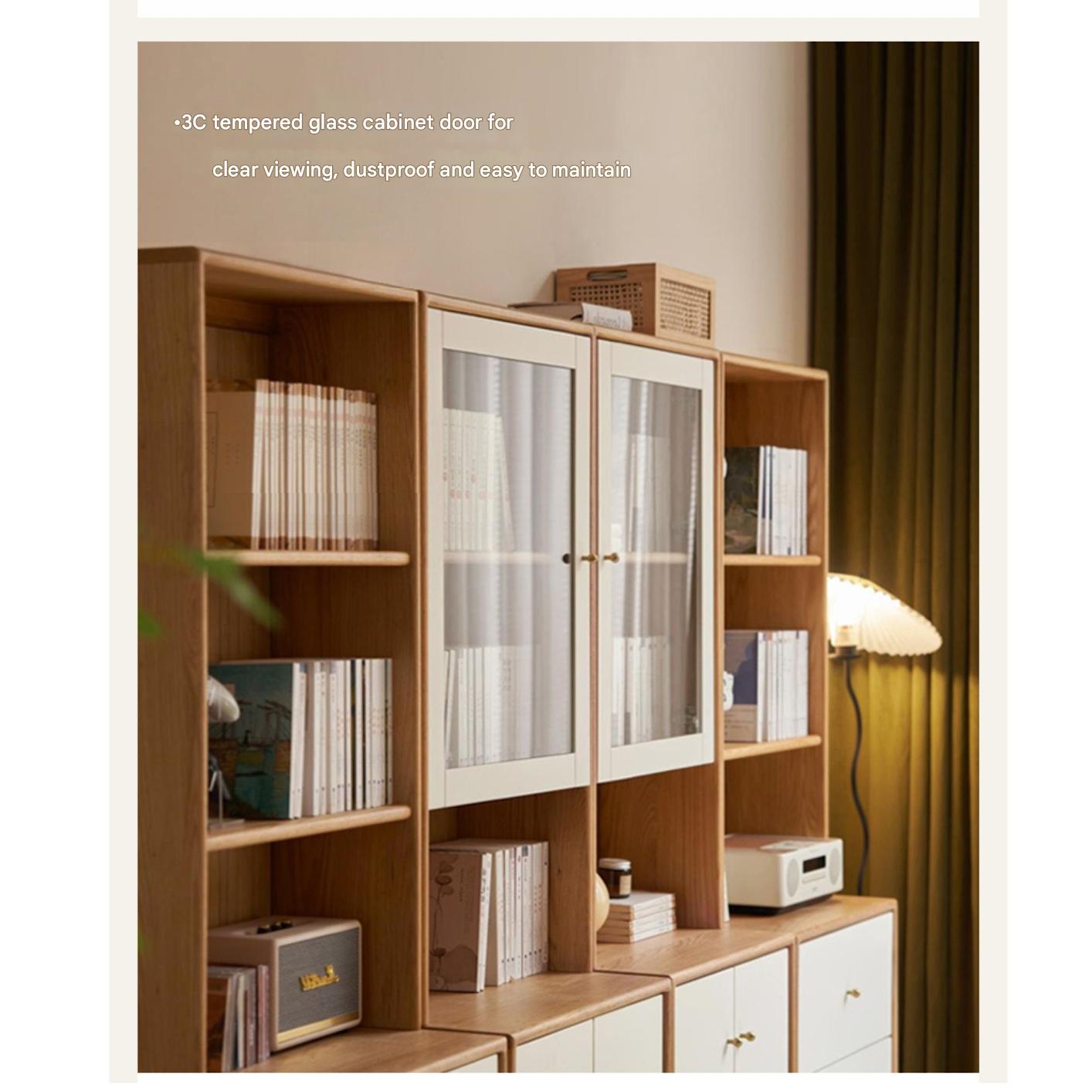 Solid Rubberwood, Oak Solid Wood Combination Bookcase.