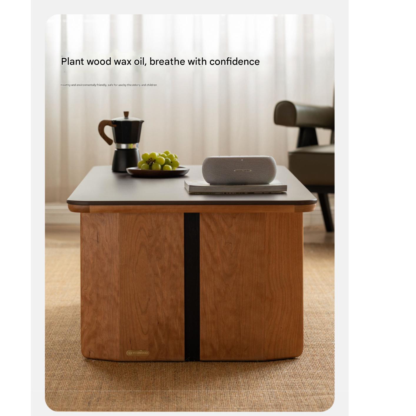Cherry Solid Wood Modern Rock Plate Tea Table