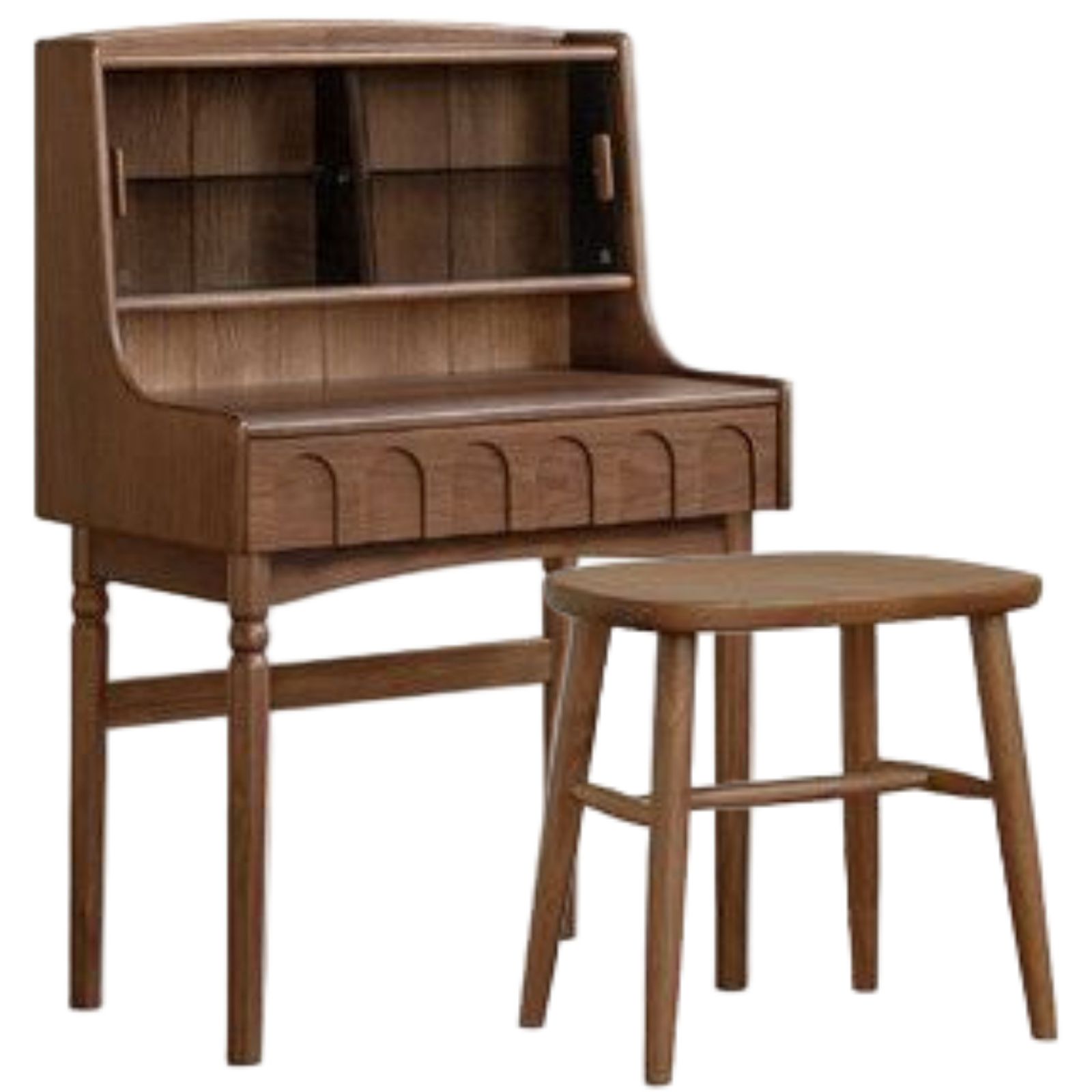 Black Walnut Solid Wood French Retro Multifunctional Vanity Table