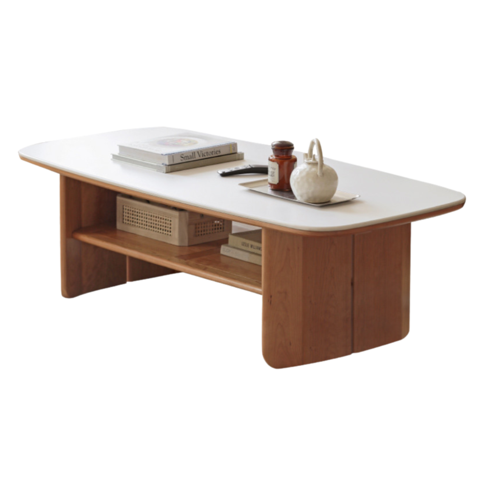 Rubber, Oak, Black Walnut, Сherry Solid Wood Rock Plate Coffee Table