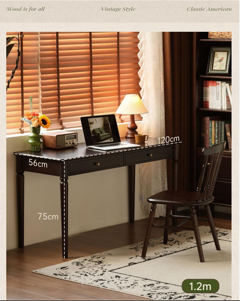 Black Walnut, Poplar Solid Wood American Retro Desk