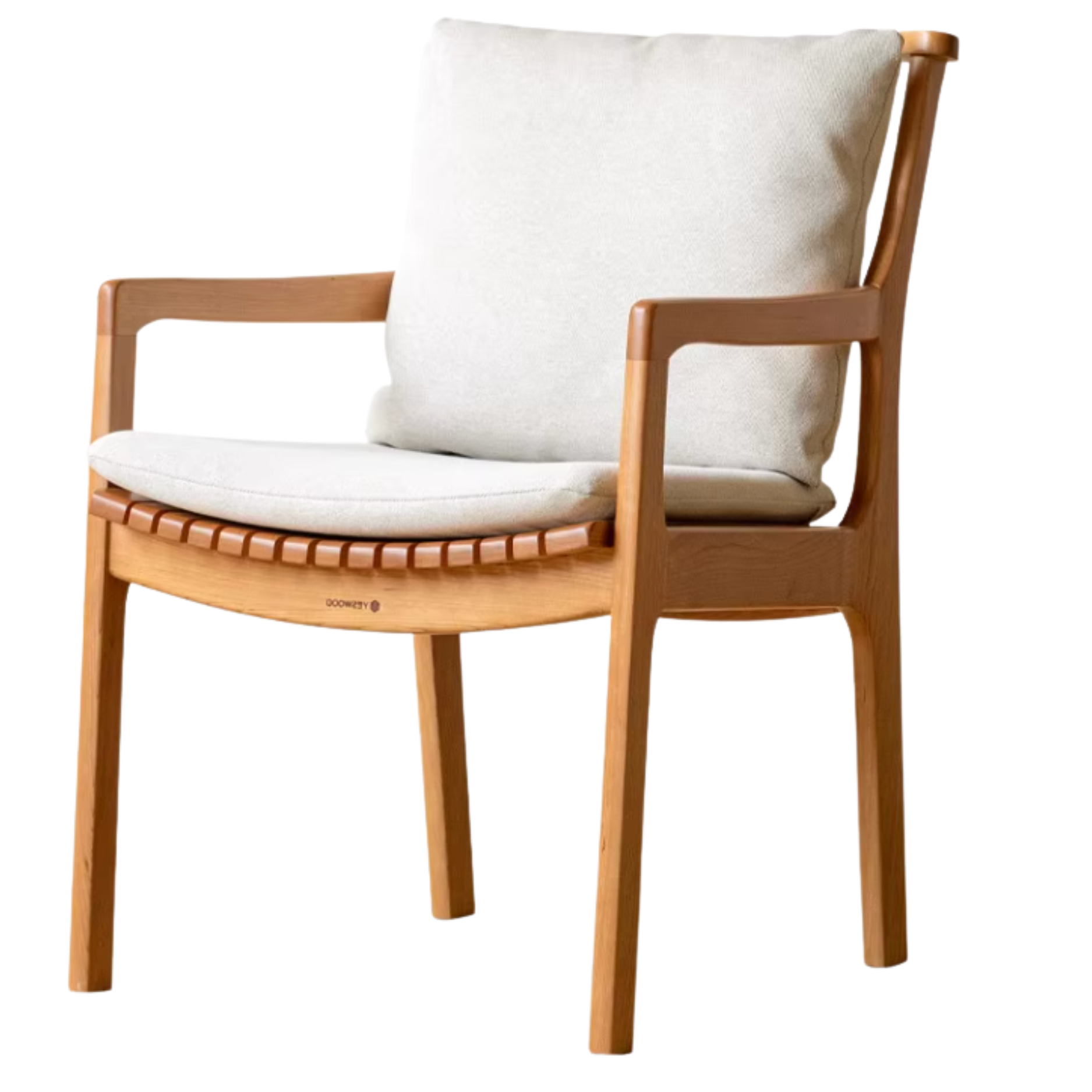 Cherry Wood Solid Wood Backrest Retro Soft Armchair